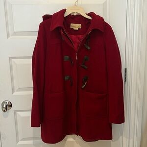 Michael Kors Red Wool Pea Coat Size 12